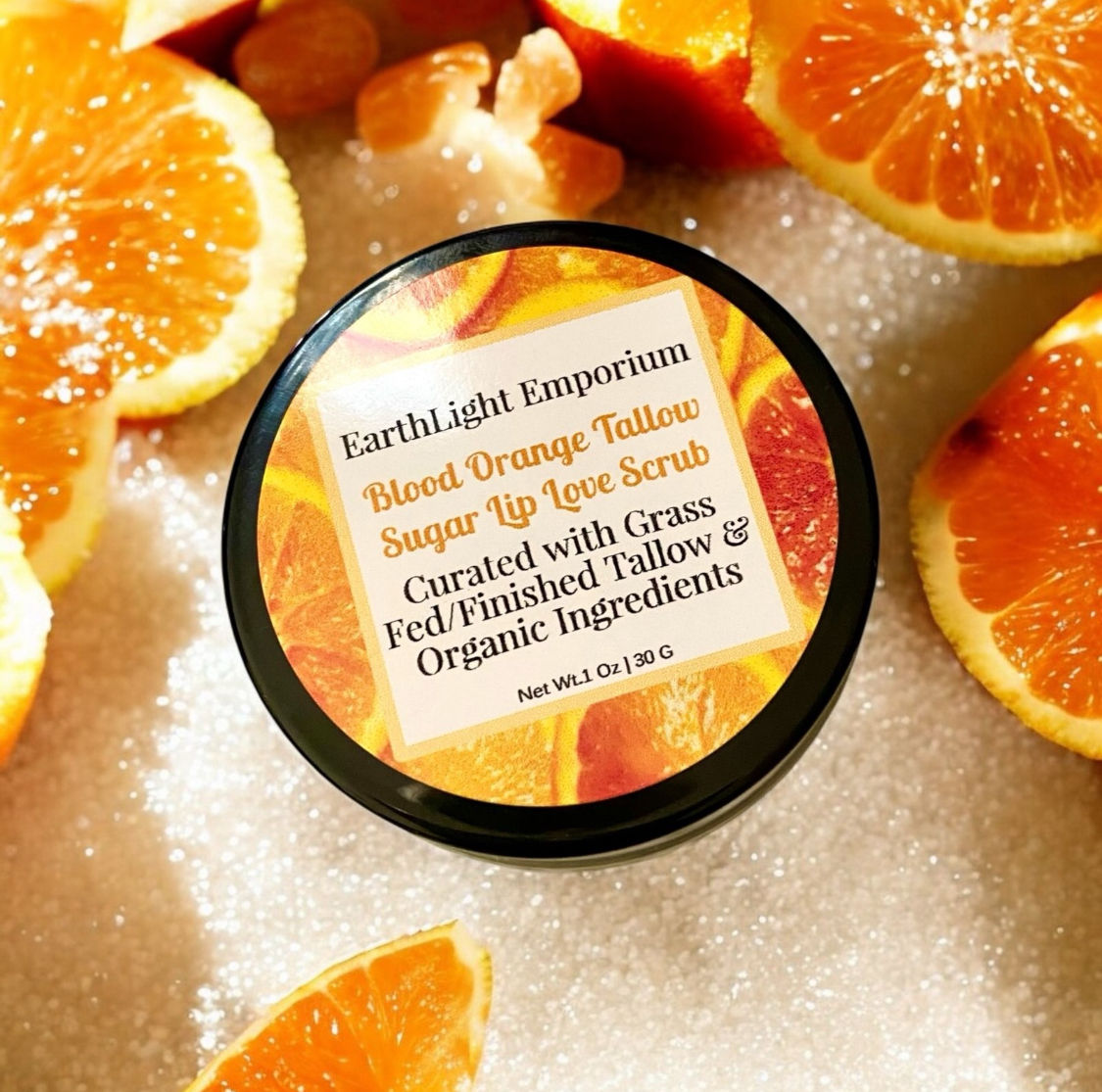 Grass Fed and Finished Tallow Sugar Lip Love Scrub Blood Orange (1 0z | 30 g)