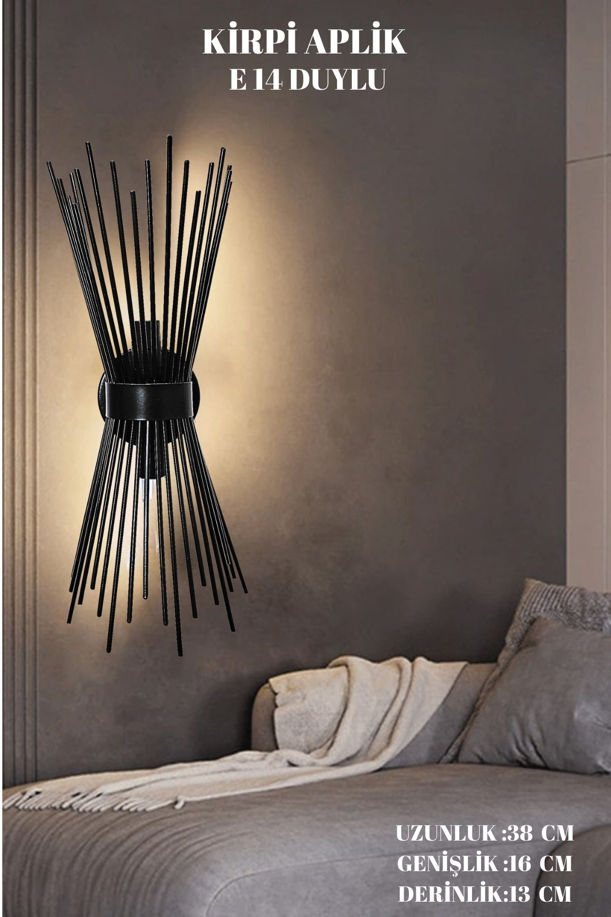 Kirpi Aplik E14 Duylu Siyah