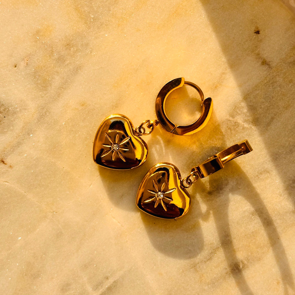 Thumbnail: Gold Plated Drop Heart Earrings