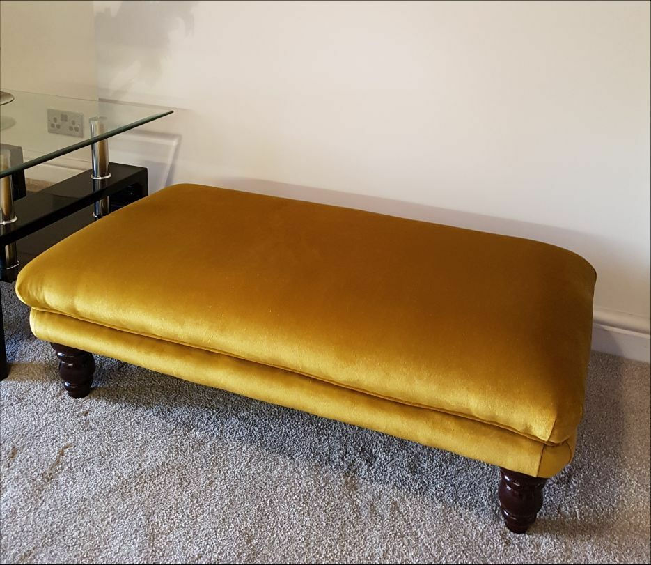 Thumbnail: LARGE VELVET BALMORAL FOOTSTOOL FIXED OTTOMAN