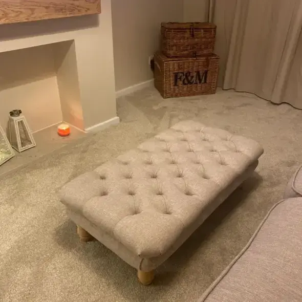 Thumbnail: 100 cm x 54 cm Chesterfield style deep buttoned Footstool coffee table Faux Line