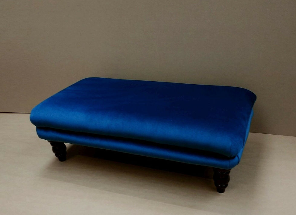 Thumbnail: LARGE VELVET BALMORAL FOOTSTOOL FIXED OTTOMAN
