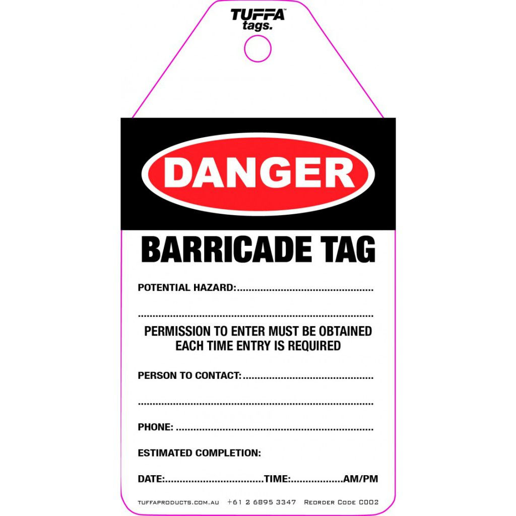 Danger - Barricade Tag - 100 pack