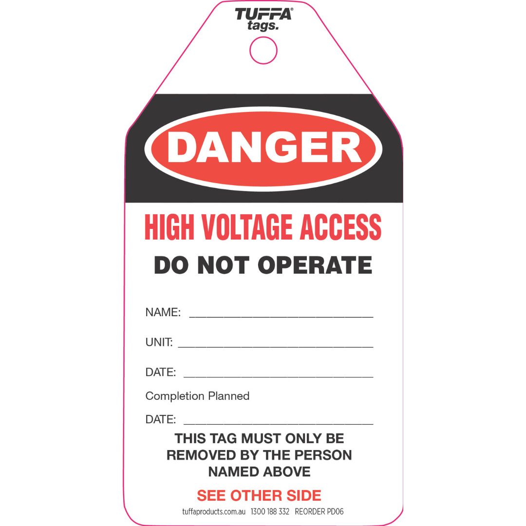Danger High Voltage Access Tags - 100 pack