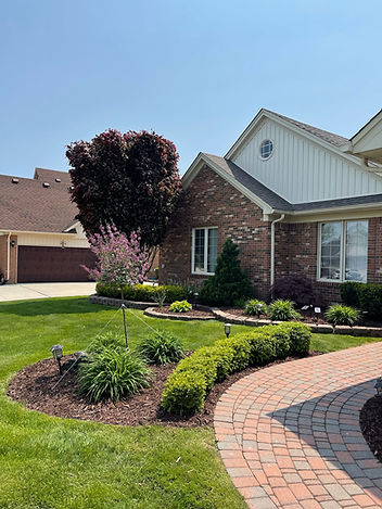 House with designed landscape