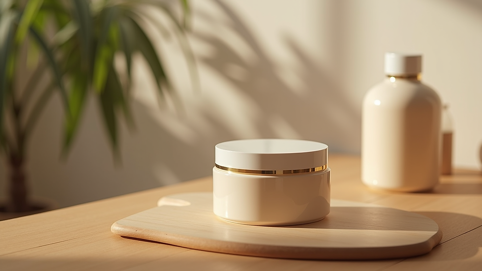 Close-up view of a hair care product on a wooden table