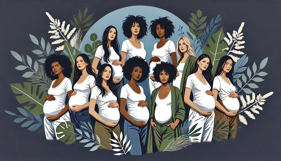 DALLĀ·E 2024-07-30 01.57.09 - An image of a group of 6 diverse pregnant women in white shir