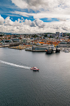 Stavanger city centre and harbour from the air – drone photo