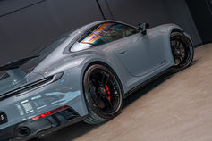 Grey sports car with carbon details – car photography