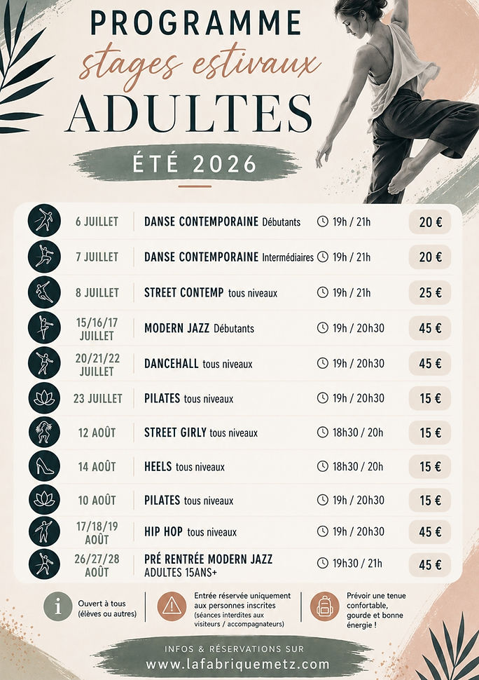 stages adultes été 2026