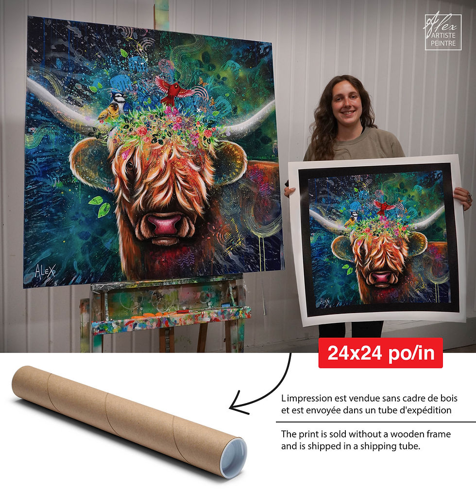 Miniature : Reproduction  vache - 16 x 16 po ou 24 x 24 po