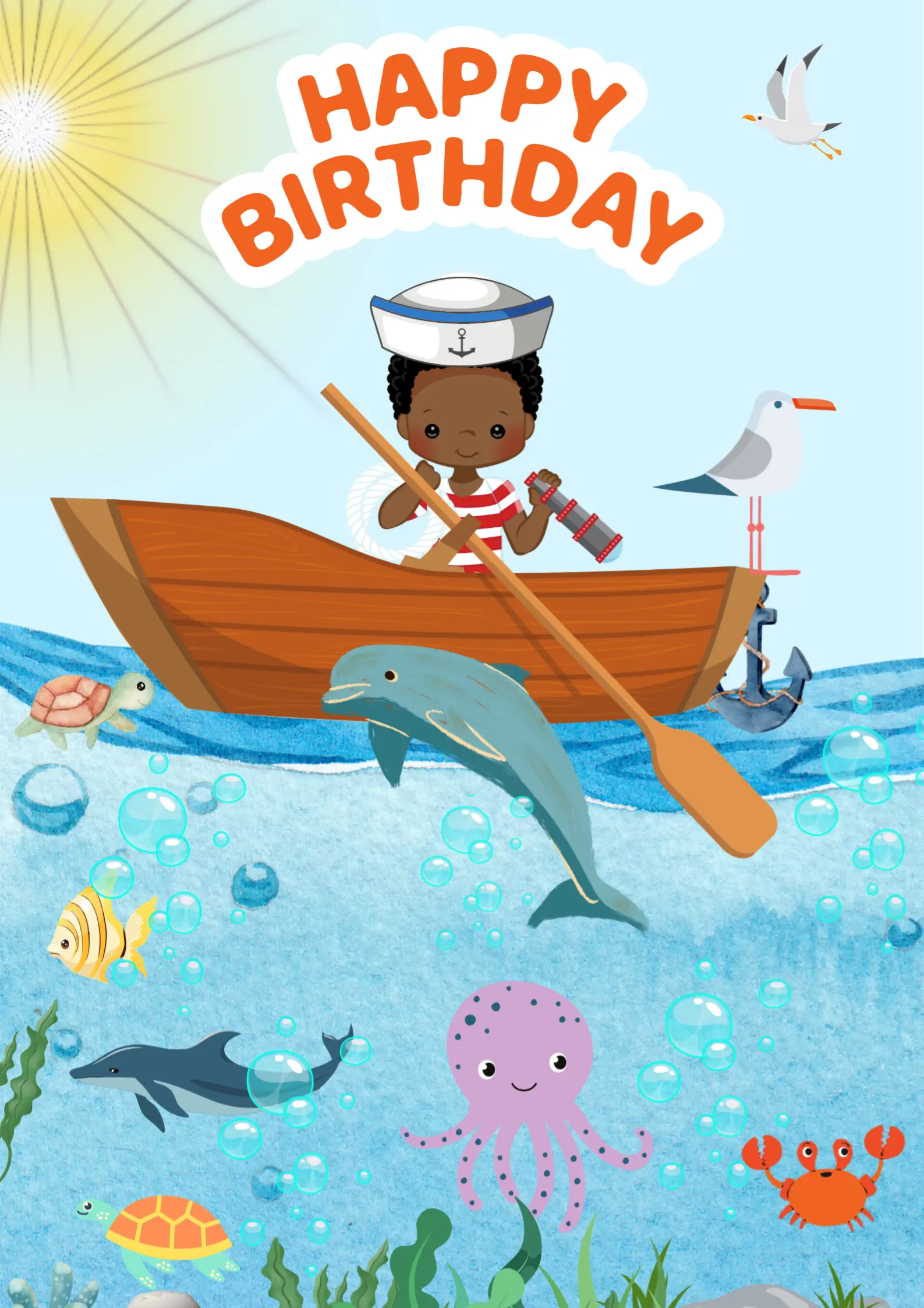 Sailor - Editable Digital Birthday Card