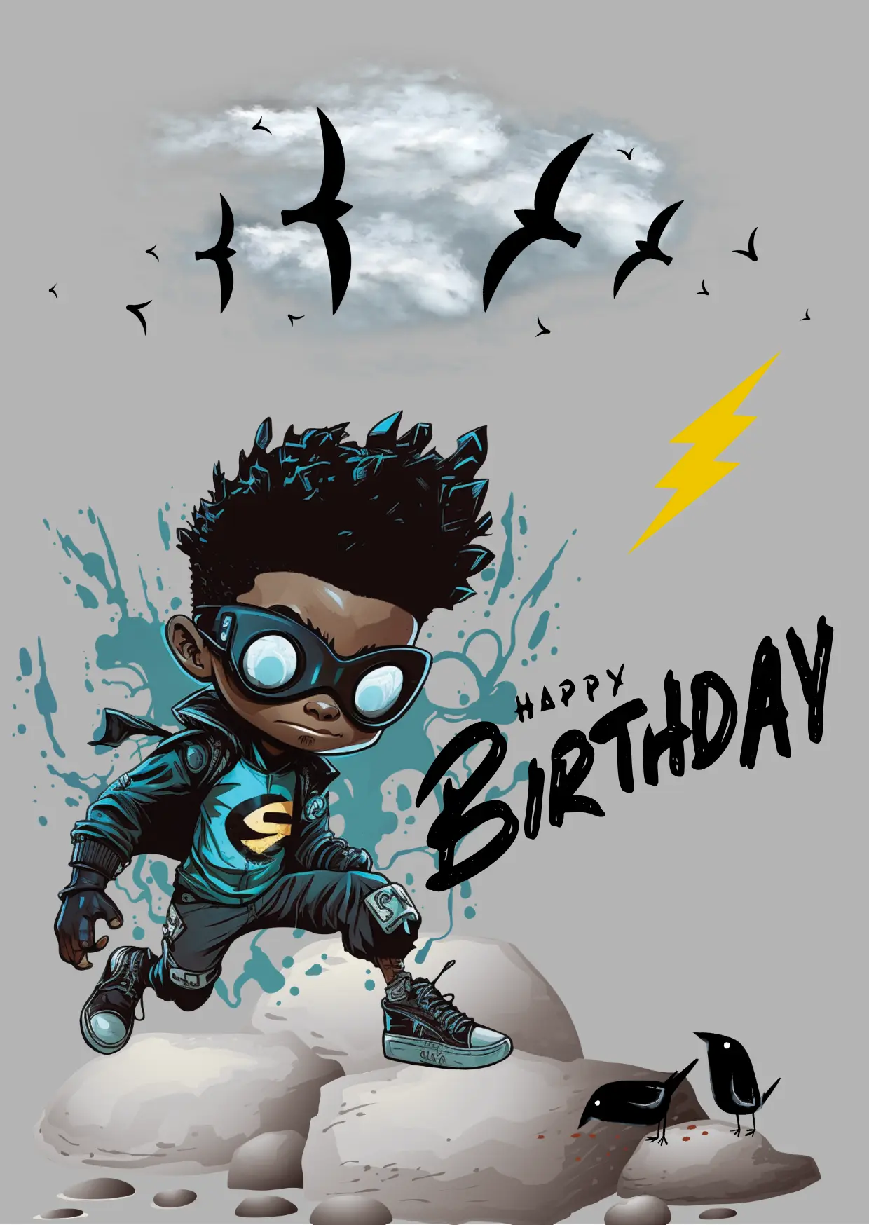 The Crow - Editable Digital Birthday Card