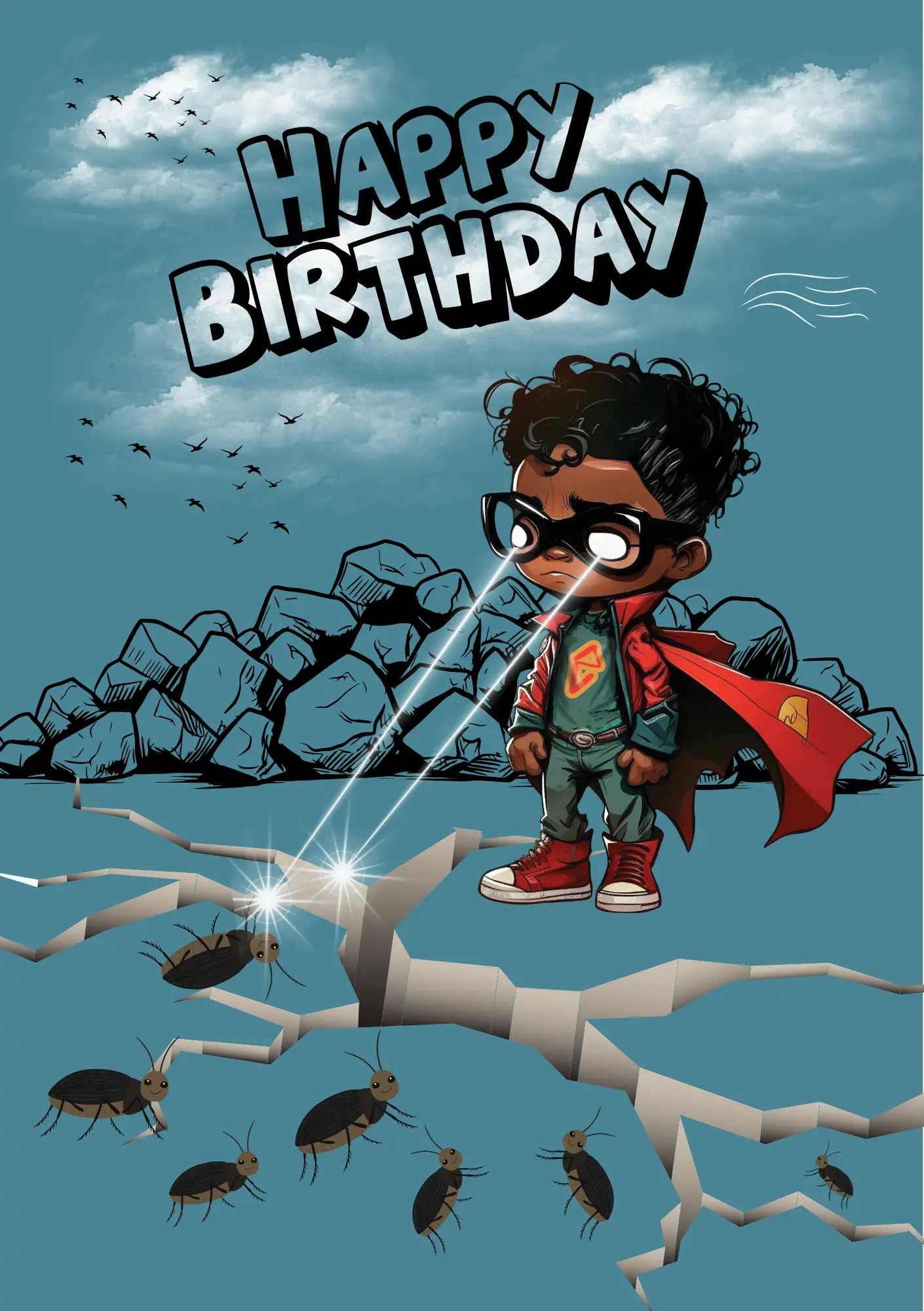 Ant Attack - Editable Digital Birthday Card