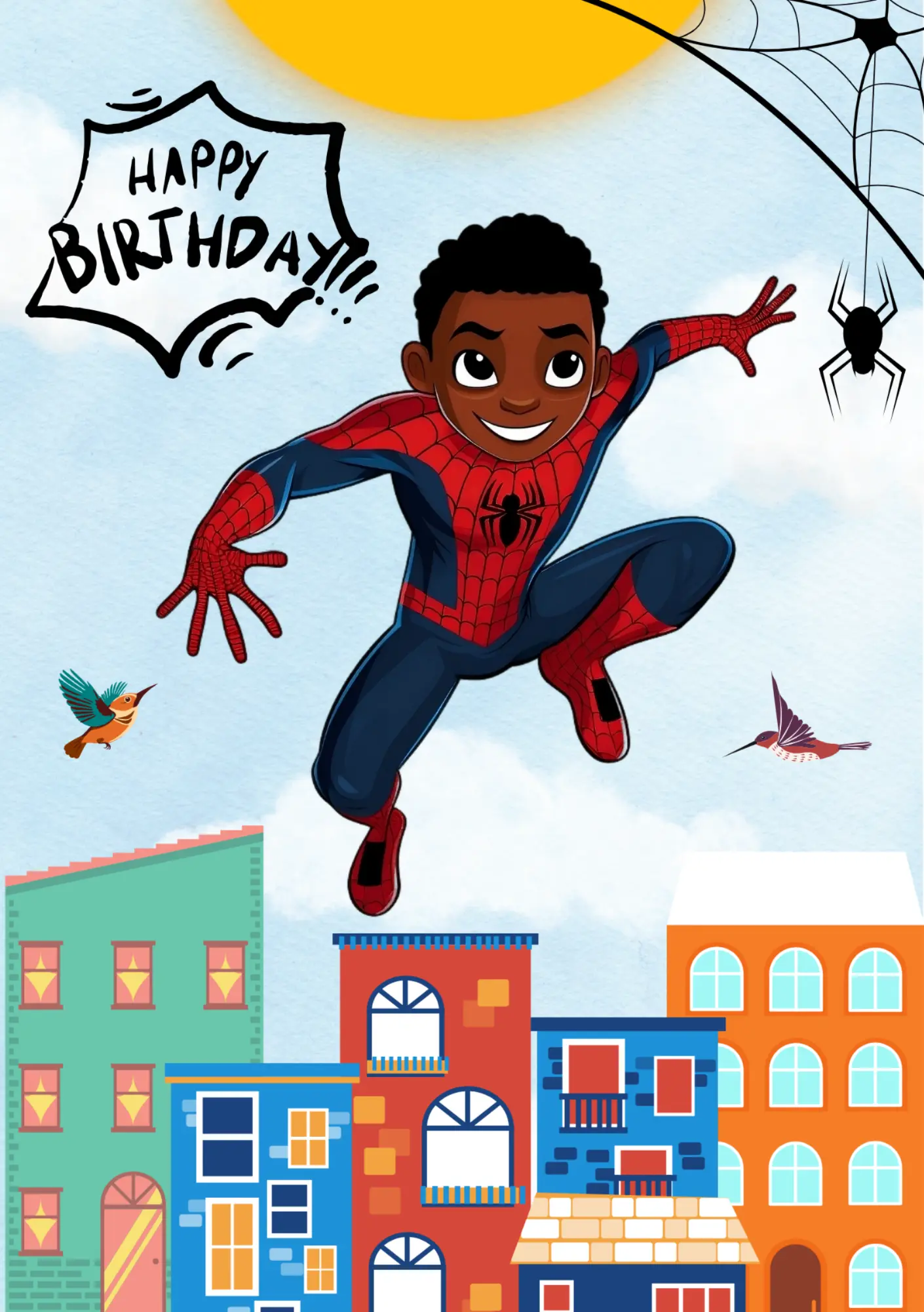 Spider Boy - Editable Digital Birthday Card