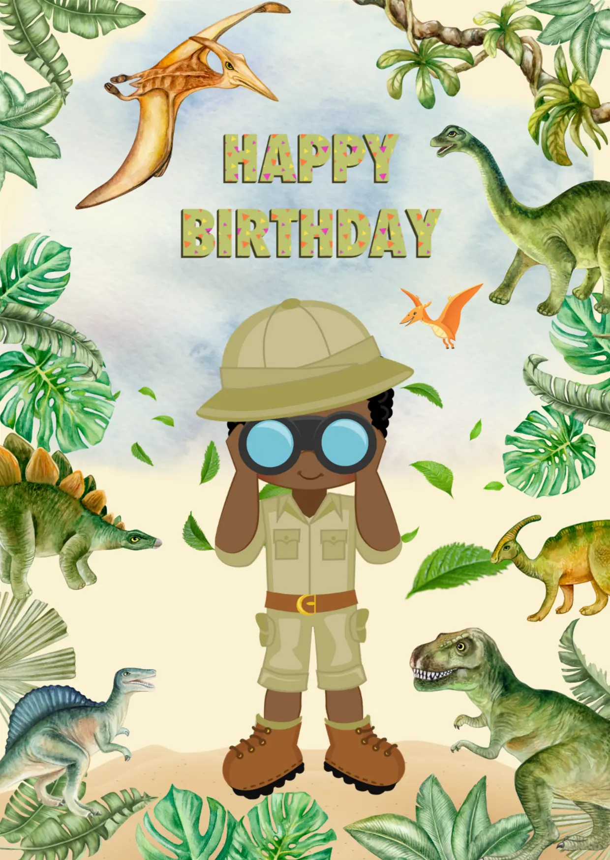 Dino Land - Editable Digital Birthday Card