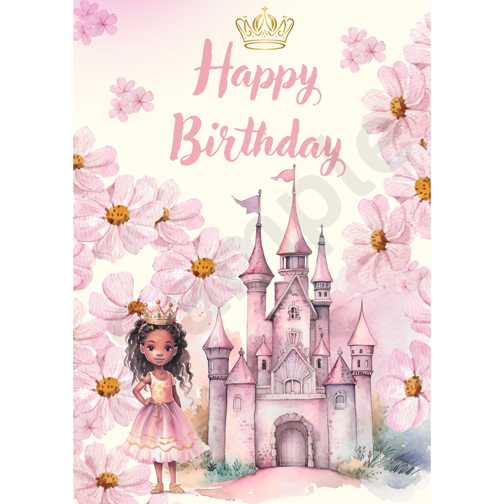 Castle Princess editable digital card by Colourfully Black