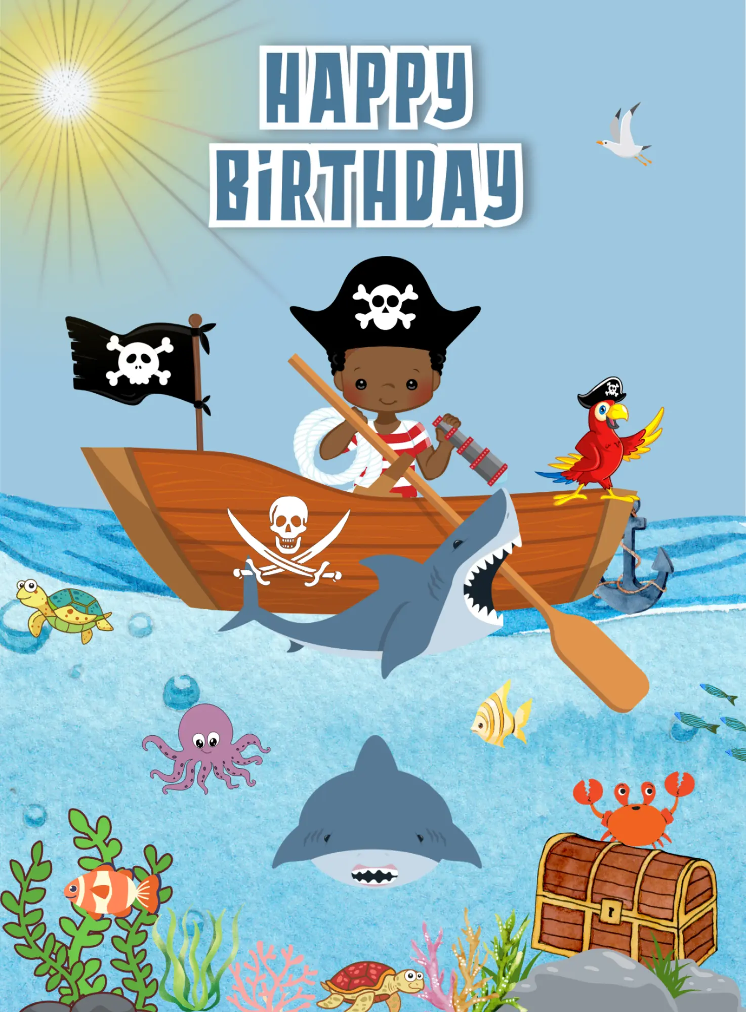 Pirate Boy - Editable Digital Birthday Card