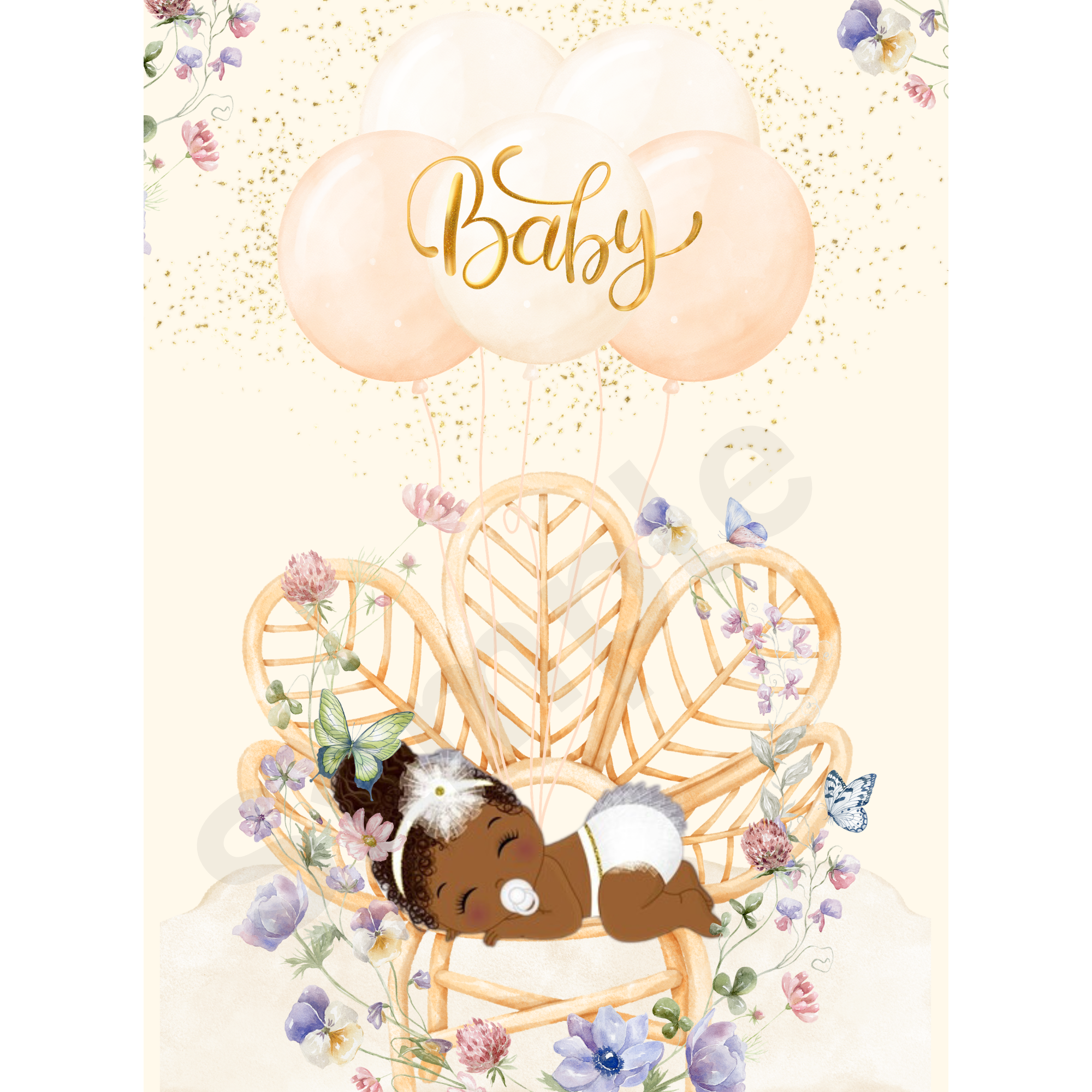 Sleeping Baby editable digital card by Colourfully Black