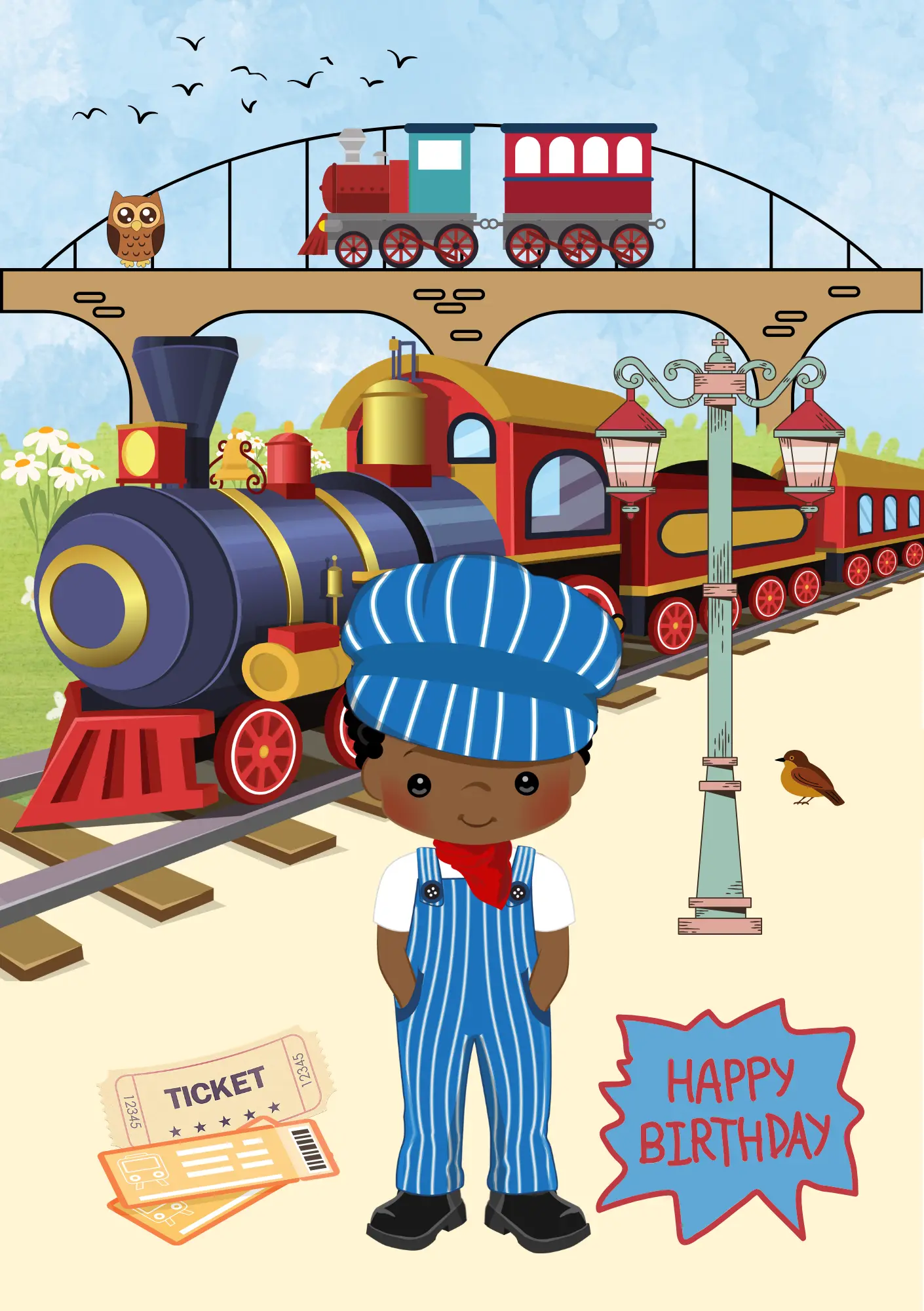 Train Driver - Editable Digital Birthday Card