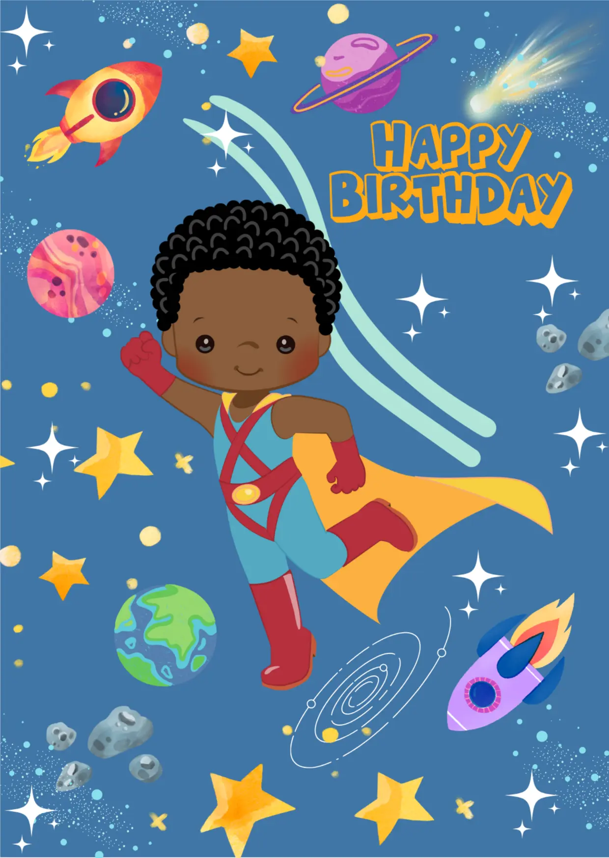 Super Boy - Editable Digital Birthday Card