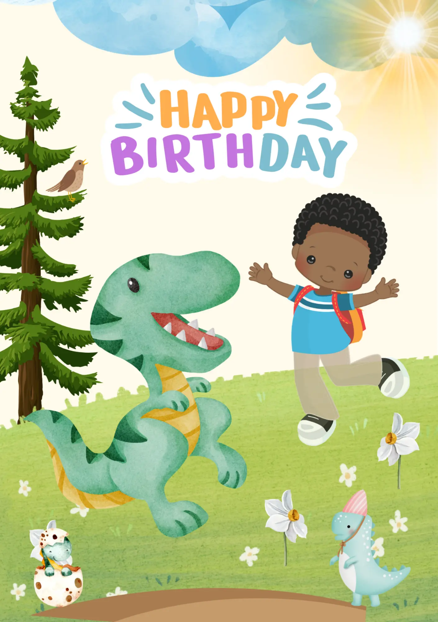 Dino Friend - Editable Digital Birthday Card