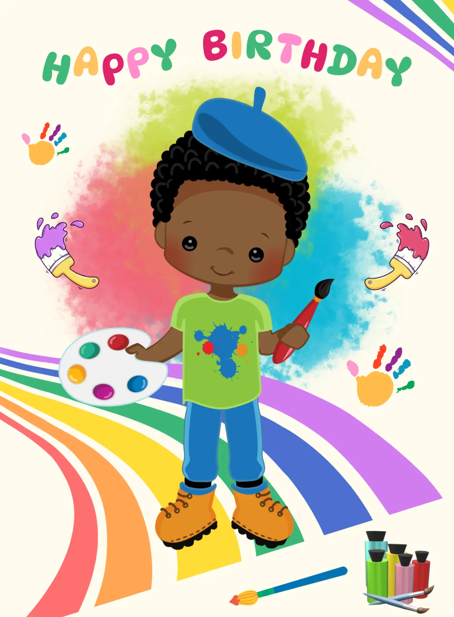 Artist Boy - Editable Digital Birthday Card
