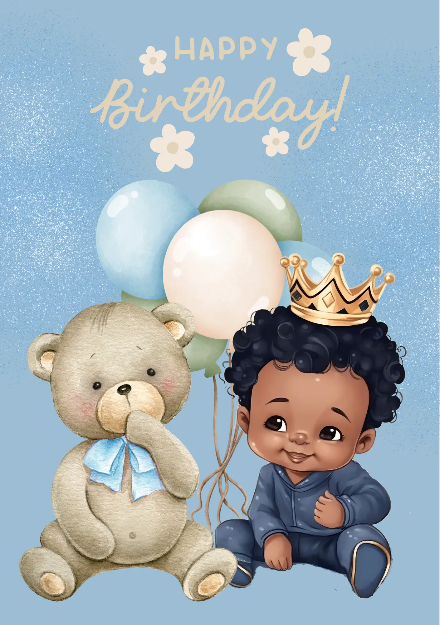 Boy and Bear - Editable Digital Birthday Card