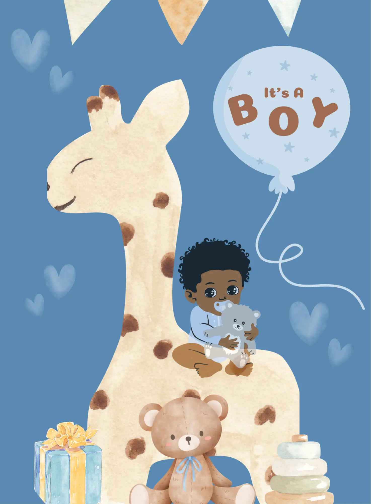 My Giraffe (Dark) - Editable Digital Birthday Card