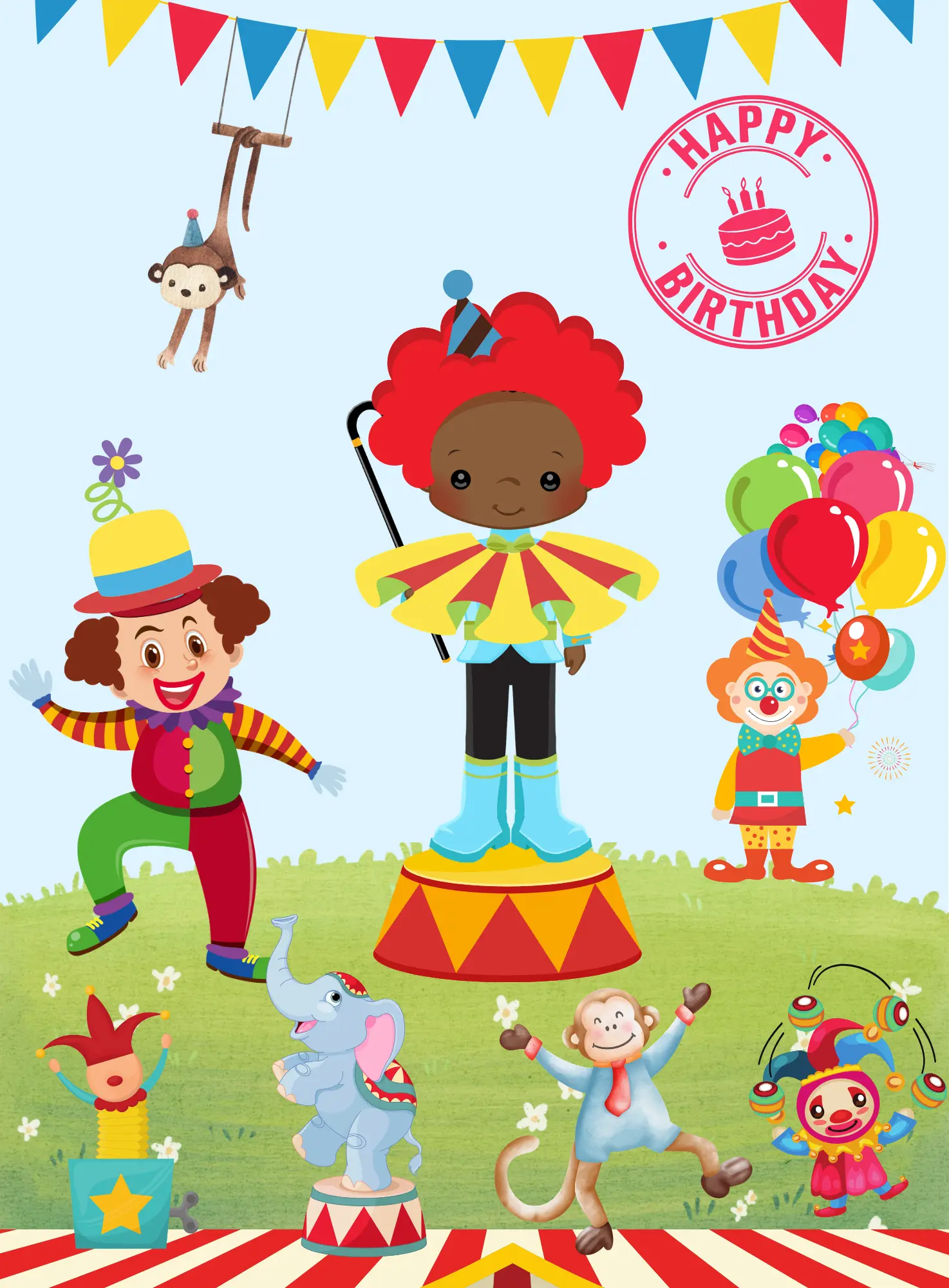 Mr Clown - Editable Digital Birthday Card