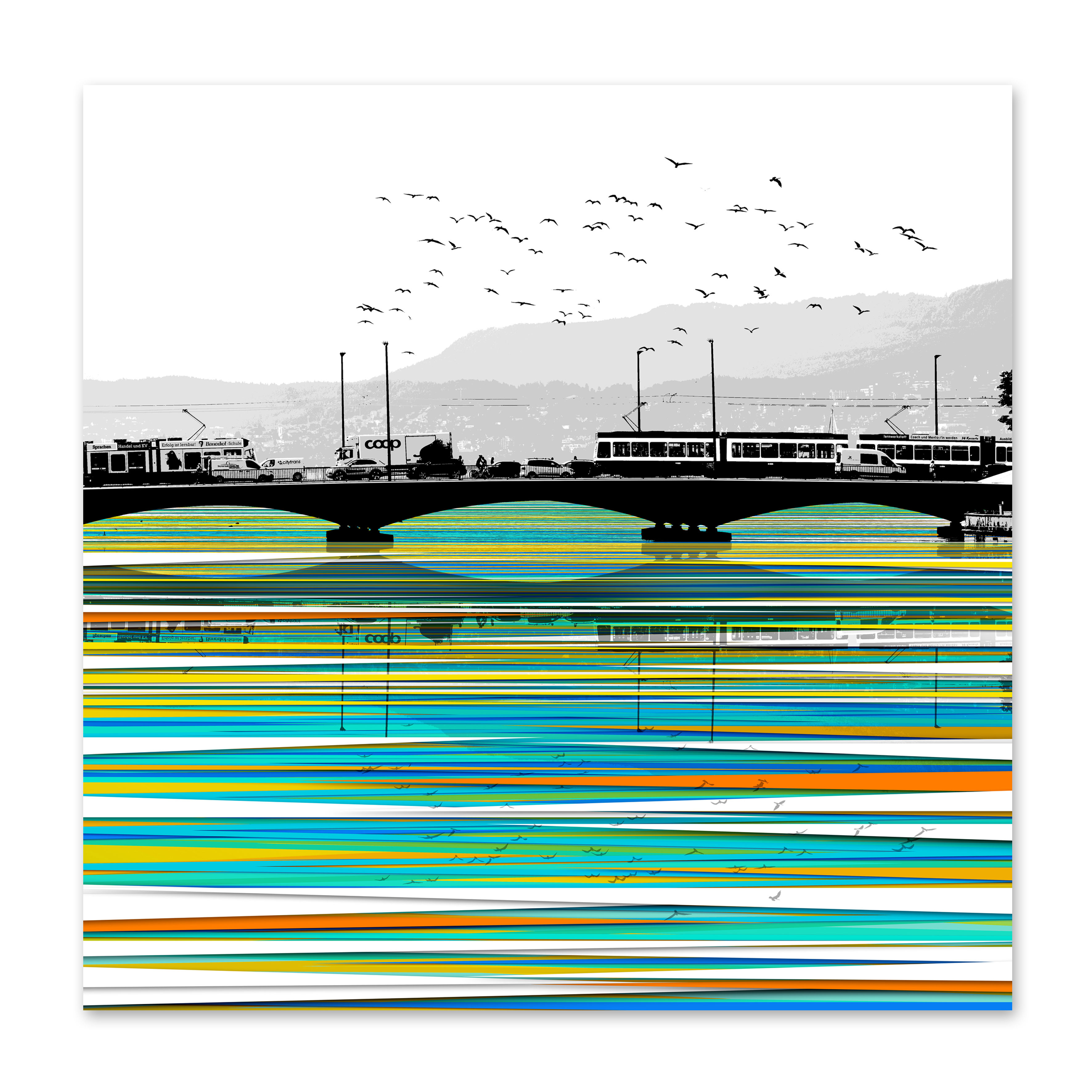 01 Zürich Water, Lake, 60x60cm
