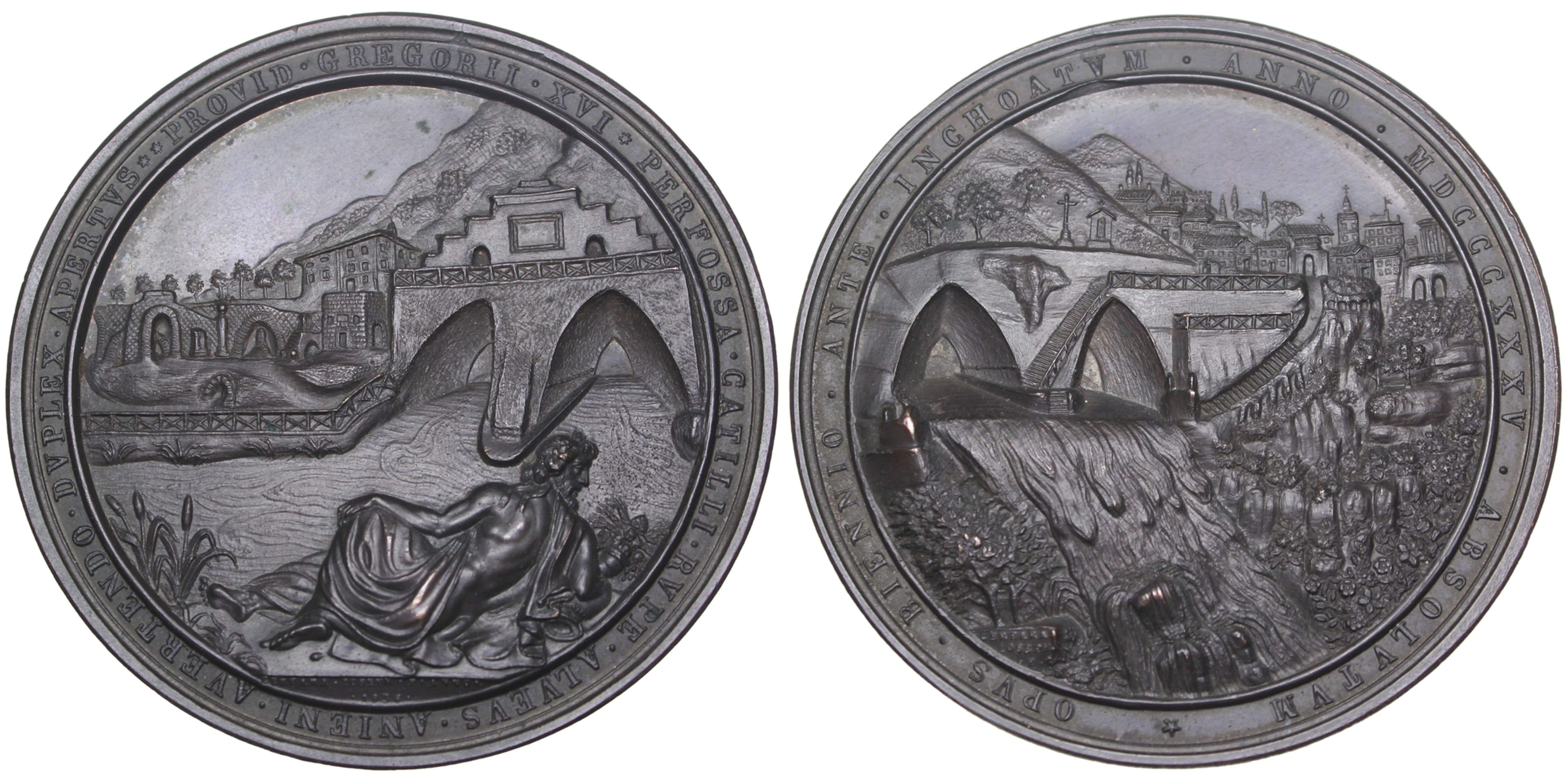 103201 | ITALY. Papal States. Gregorian Tunnels/River Diversion bronze Medal.