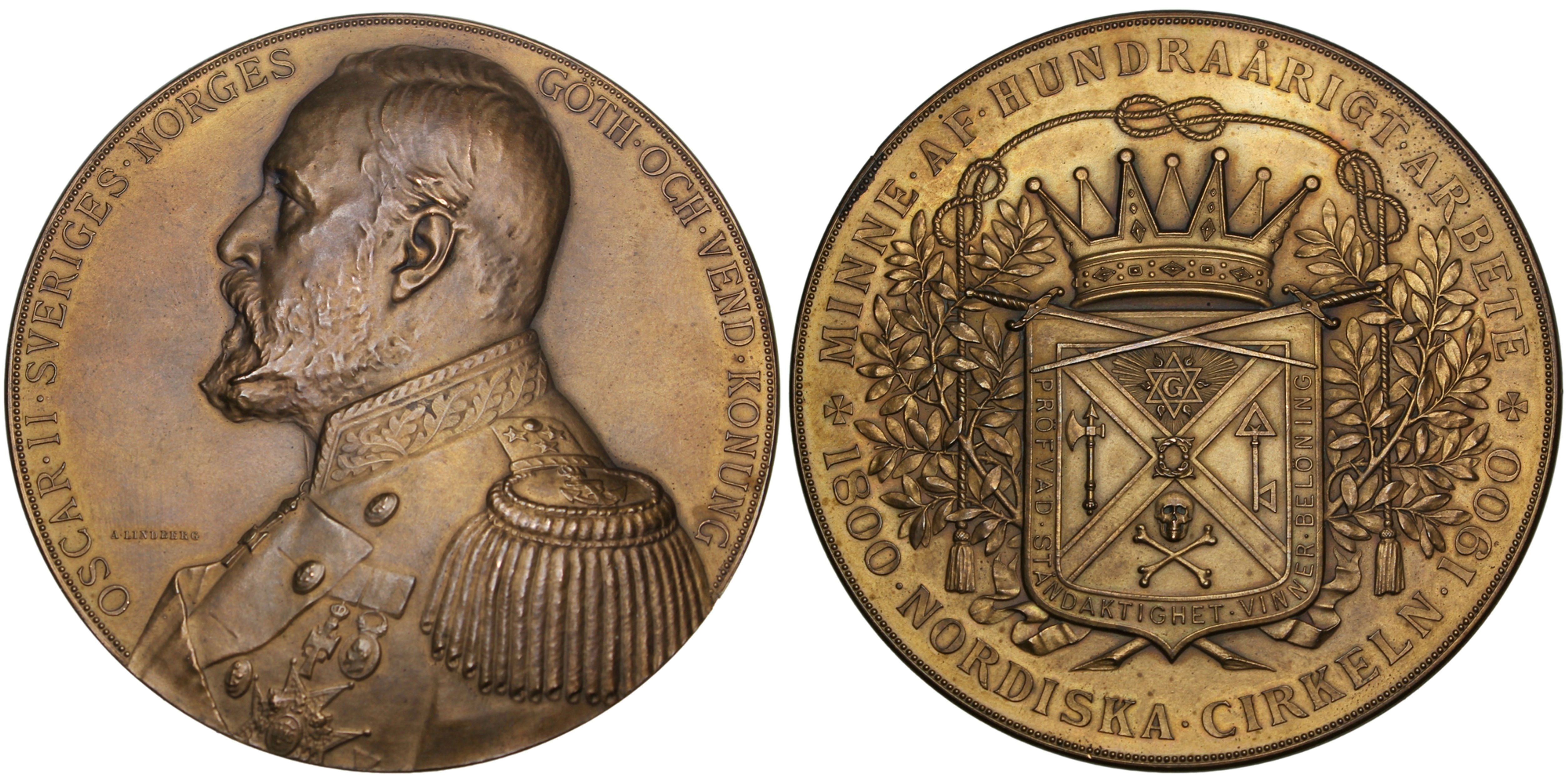 101952 | SWEDEN. Oscar II/Masonic bronze Medal.