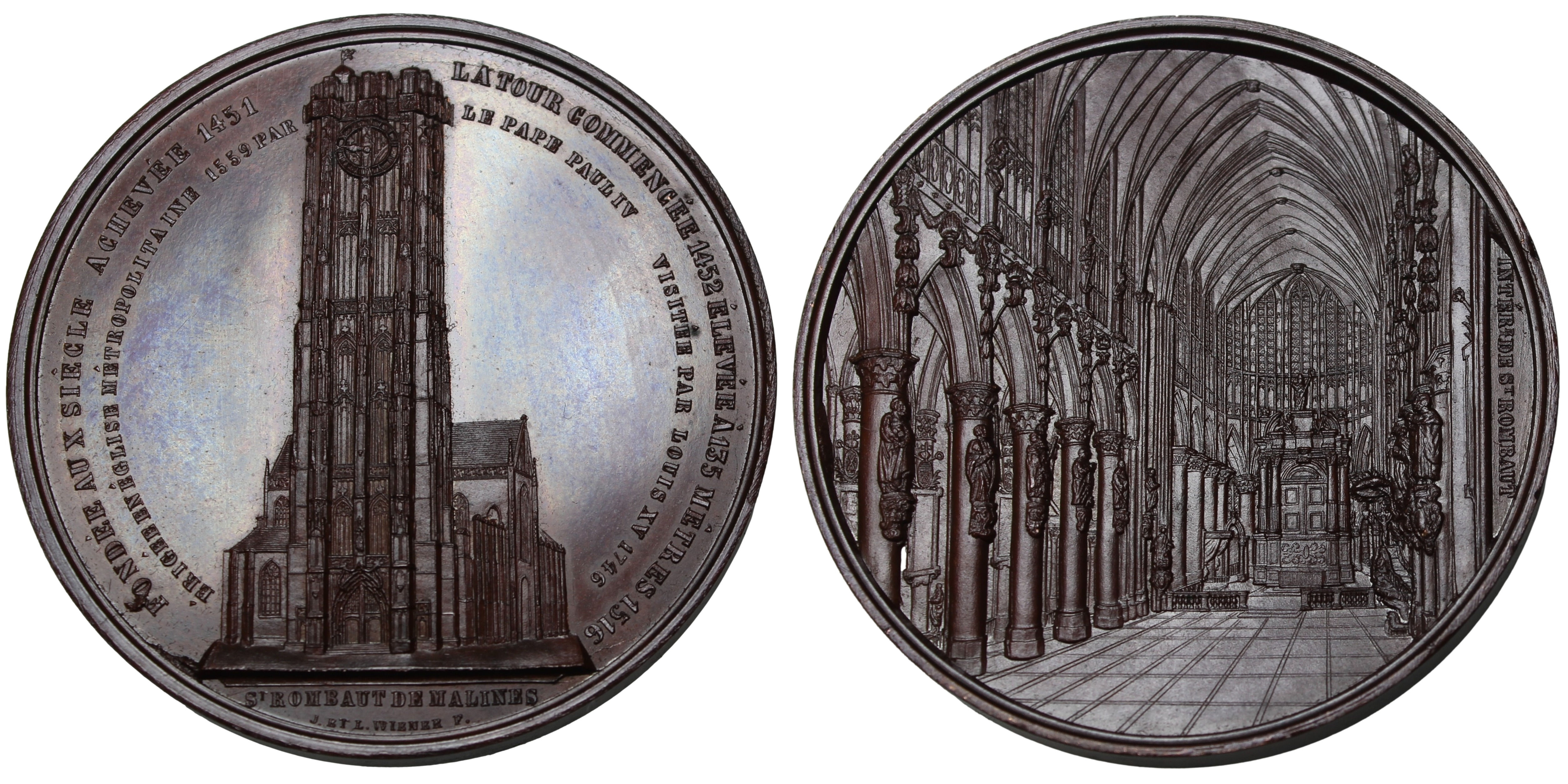 102783 | BELGIUM. Mechelen. Cathedral of St. Rombaut bronze Medal.