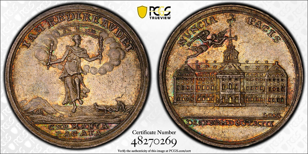 Thumbnail: 102552  |  UNITED STATES & GERMANY. Colonial America and Prussia silver Medal.