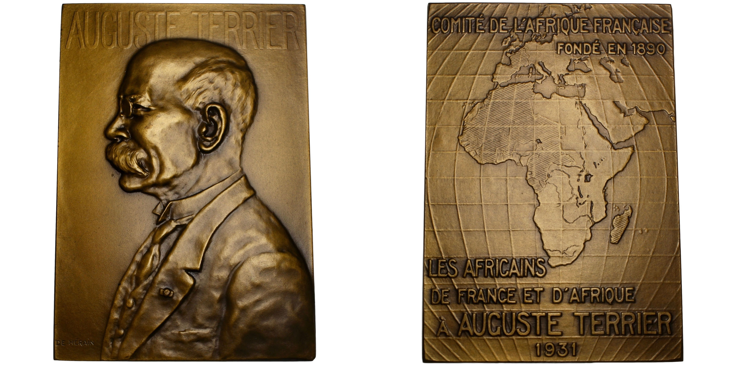 101152  |  FRANCE & AFRICA. Auguste Terrier bronze Plaque.