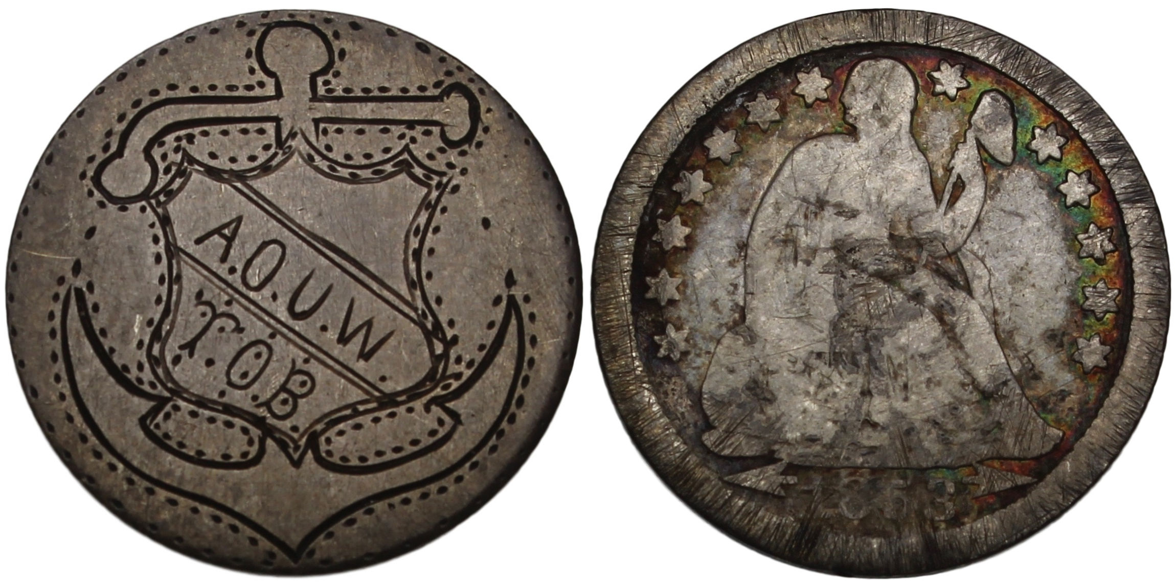 100953 | UNITED STATES. Anchor/Ancient Order of United Workmen Love Token.