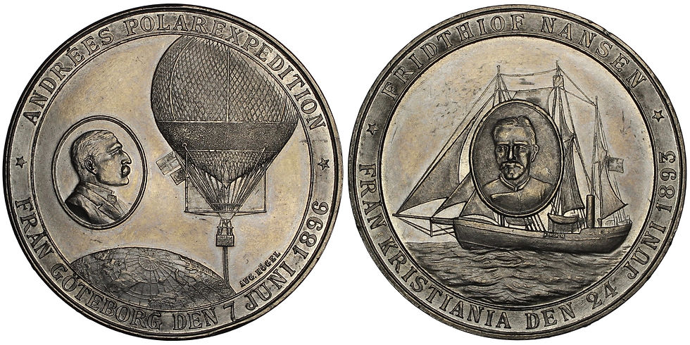 101072 | SWEDEN & NORWAY. Andrée & Nansen white metal Medal.