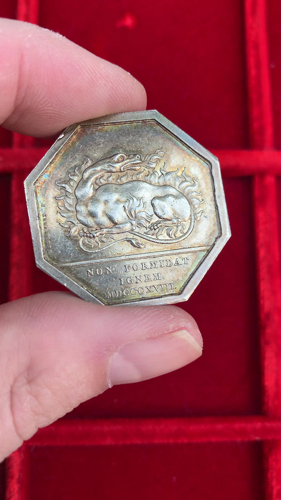 Thumbnail: 102141  |  FRANCE. Mutual Fire Insurance octagonal silver Jeton.