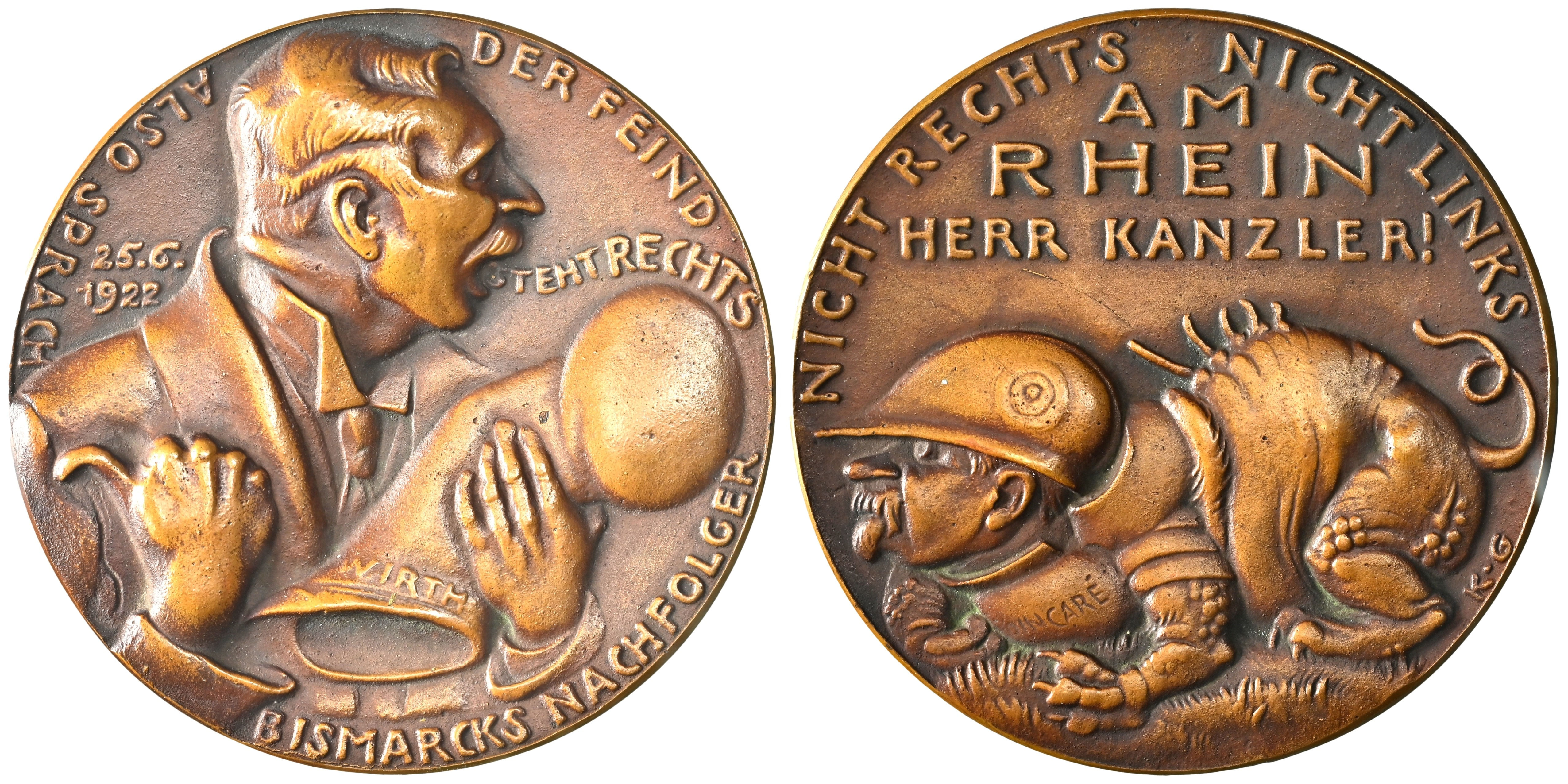 103632 | GERMANY & FRANCE. "The Enemy is on the Right" cast bronze Medal.