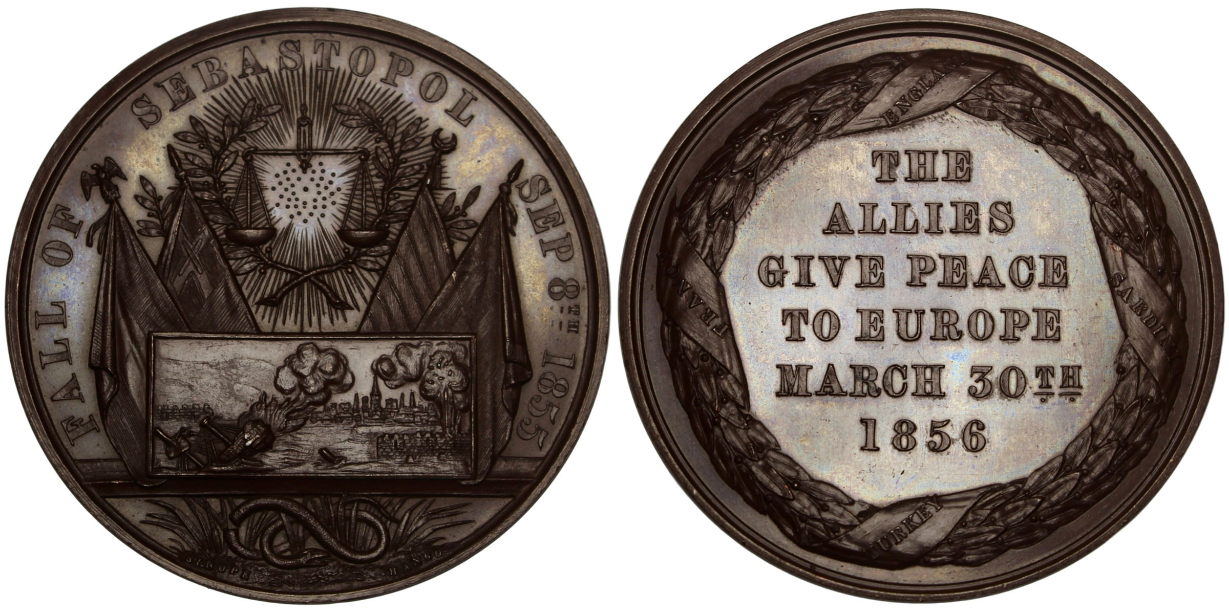 101214  |  GREAT BRITAIN, OTTOMAN EMPIRE & RUSSIA. Treaty of Paris bronze Medal.