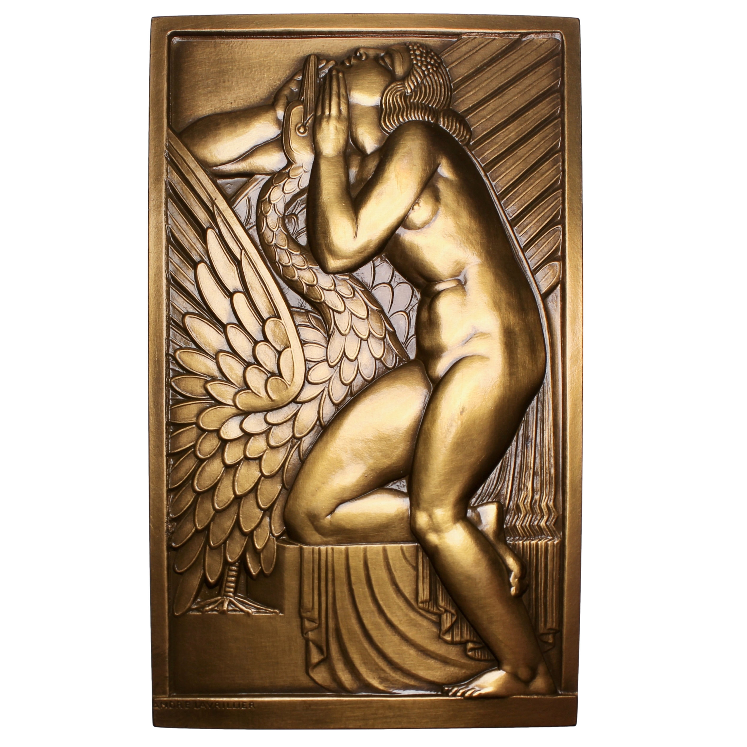 103467 | FRANCE. "Léda et le Cygne" uniface bronze Plaque Restrike.