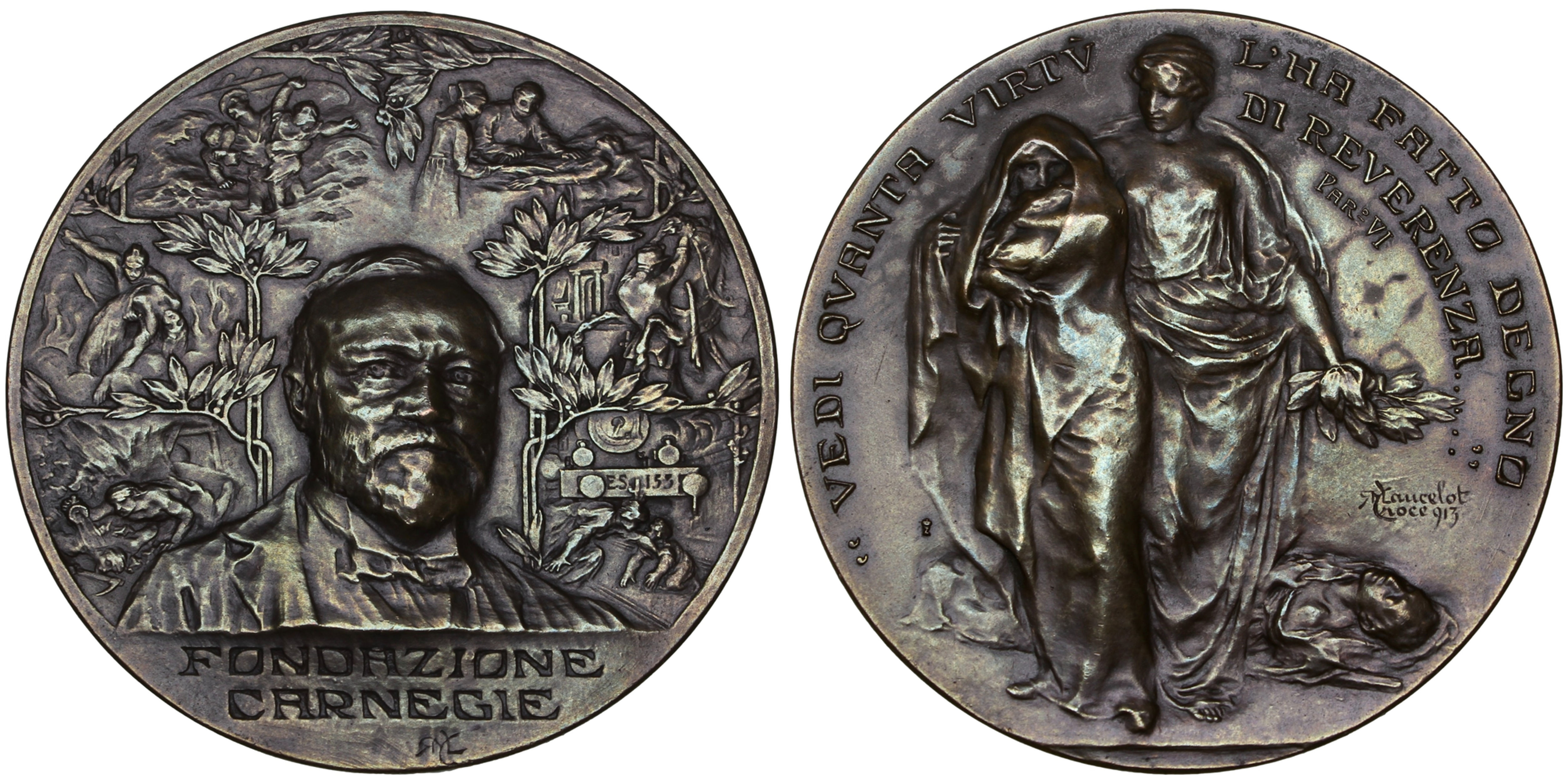 103214 | UNITED STATES & ITALY. Carnegie Hero Fund bronze award Medal.