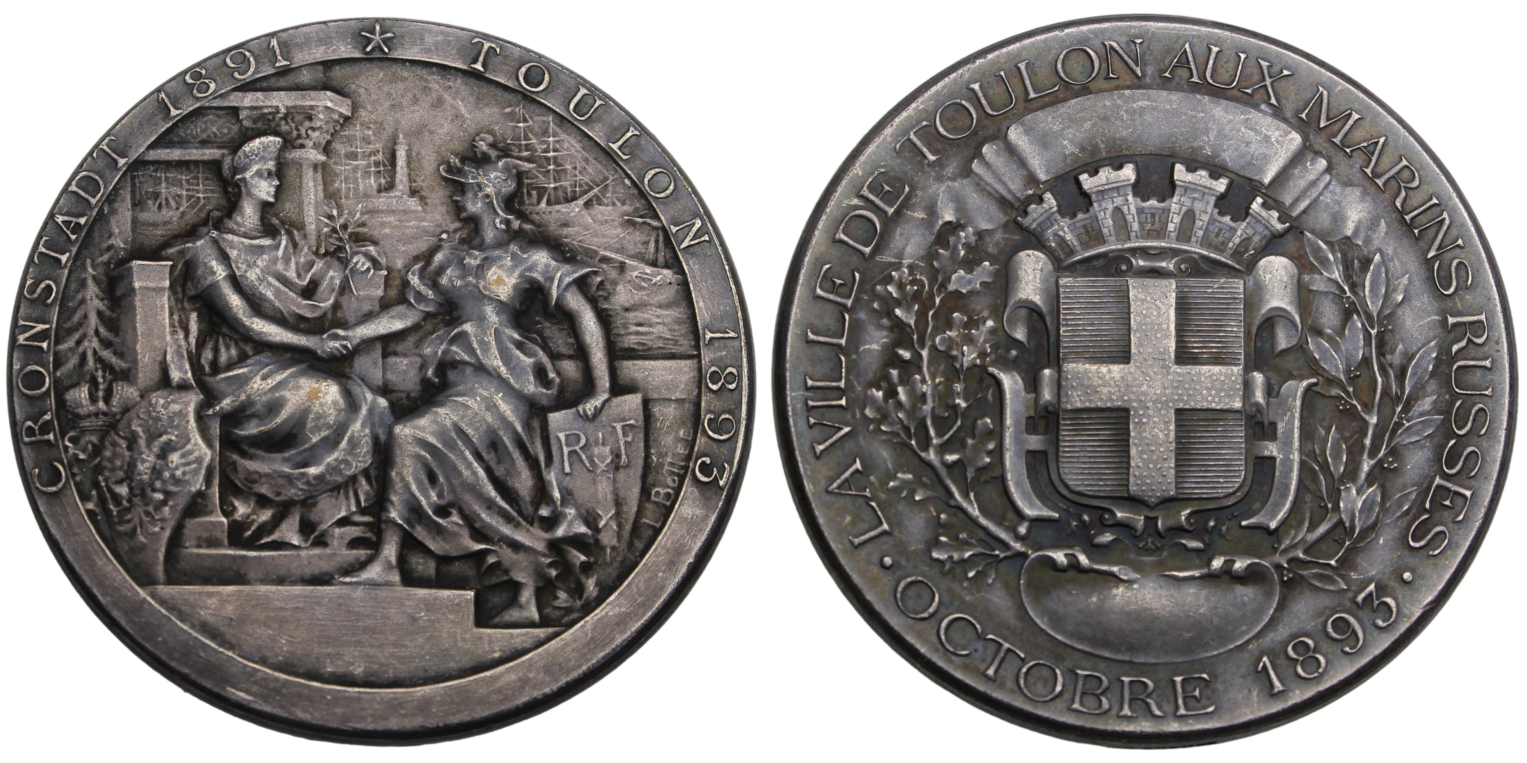 103394 | RUSSIA & FRANCE. Russian Fleet to Toulon silvered bronze Medal.