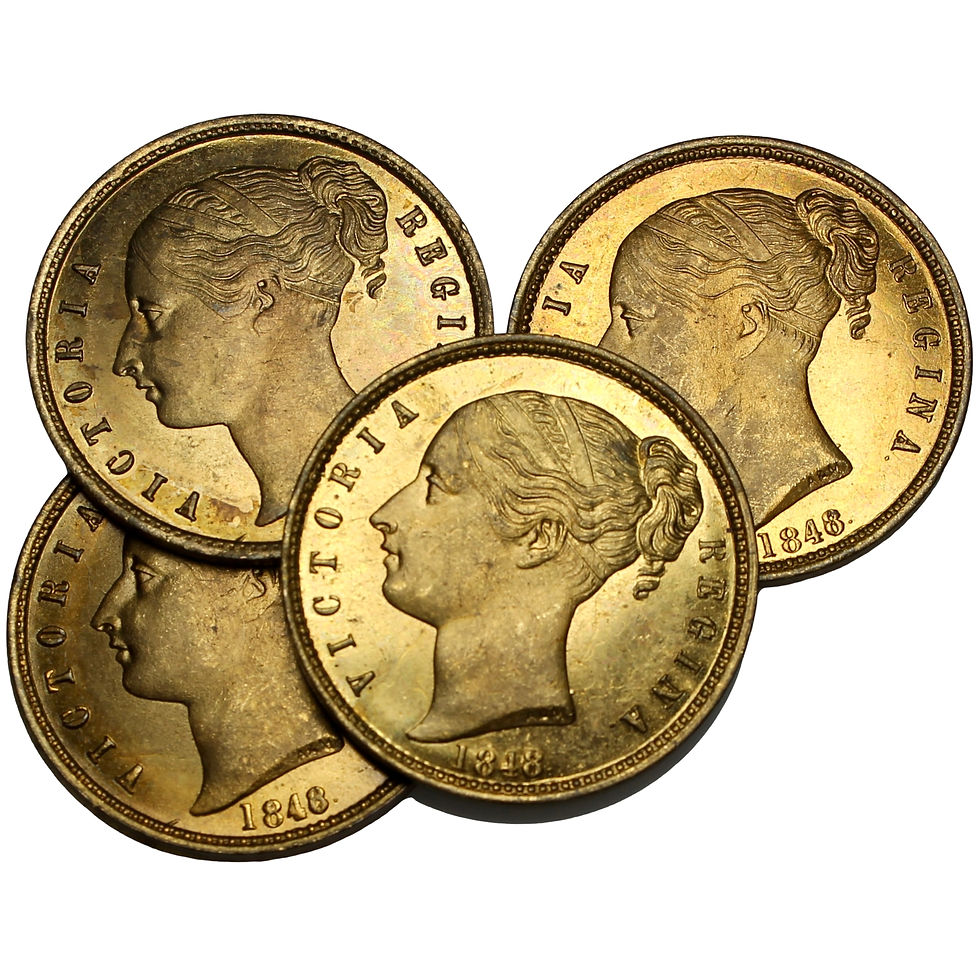 Thumbnail: 102743  |  GREAT BRITAIN. Victoria/Keep Your Temper brass Whist Counters (4).