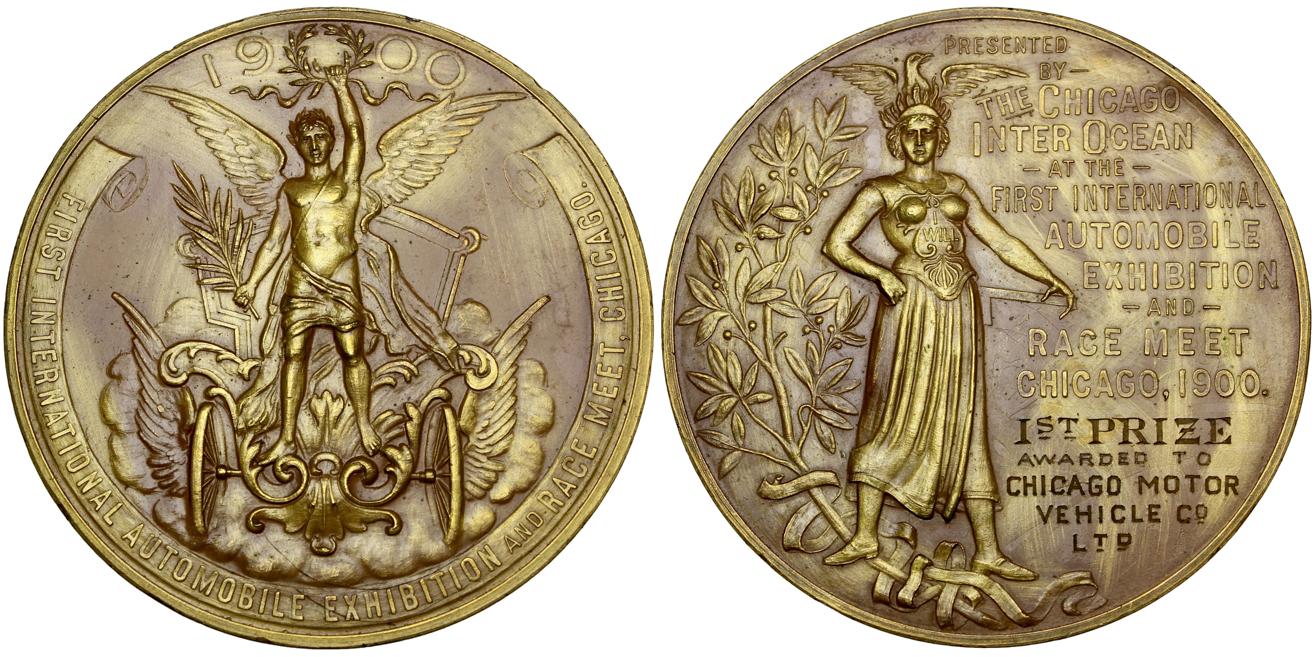 101751  |  UNITED STATES. Chicago, Illinois. Automobile gilt bronze Award Medal.