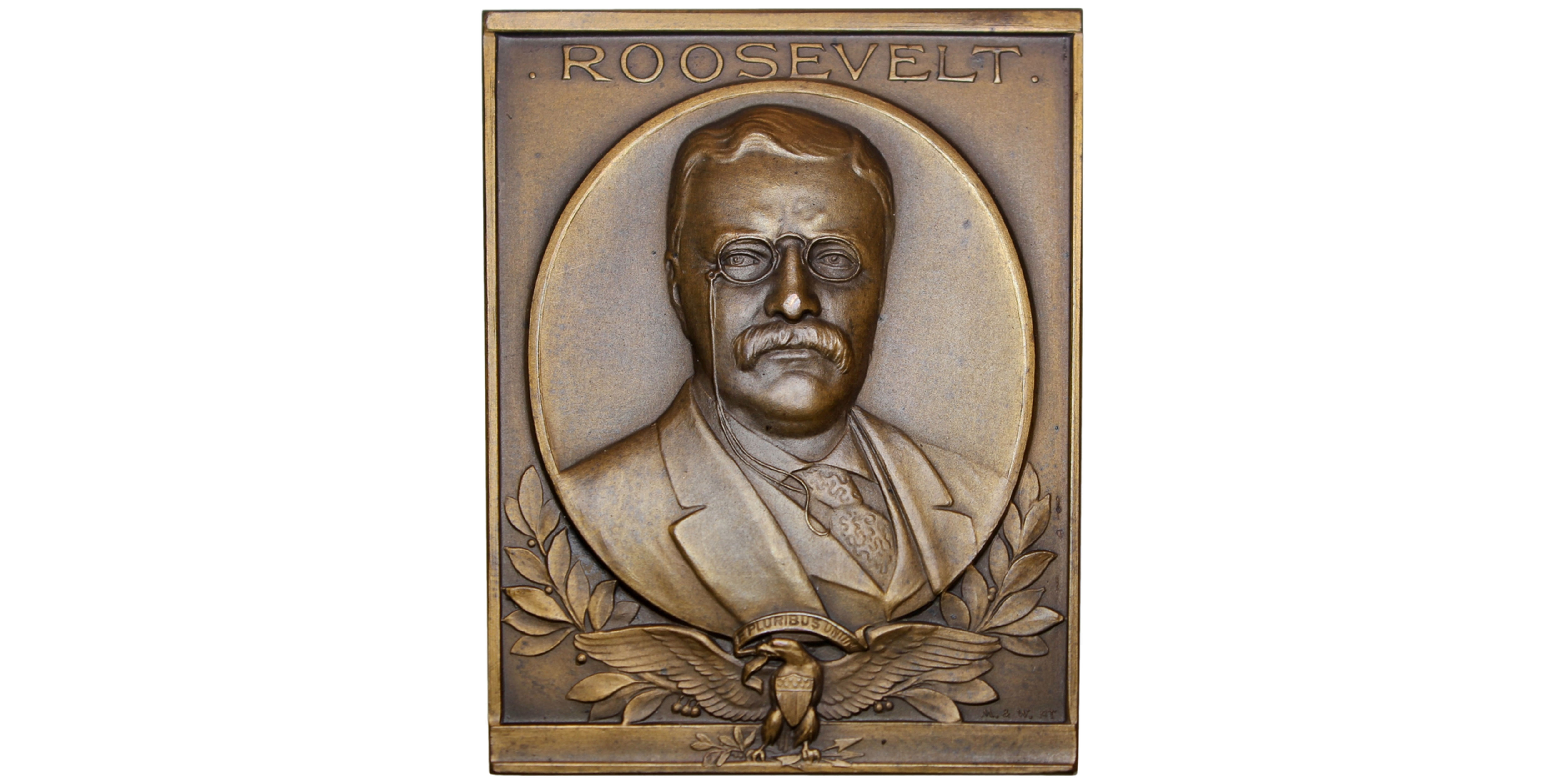 103299 | UNITED STATES & GERMANY. Theodore Roosevelt uniface bronze Plaque.
