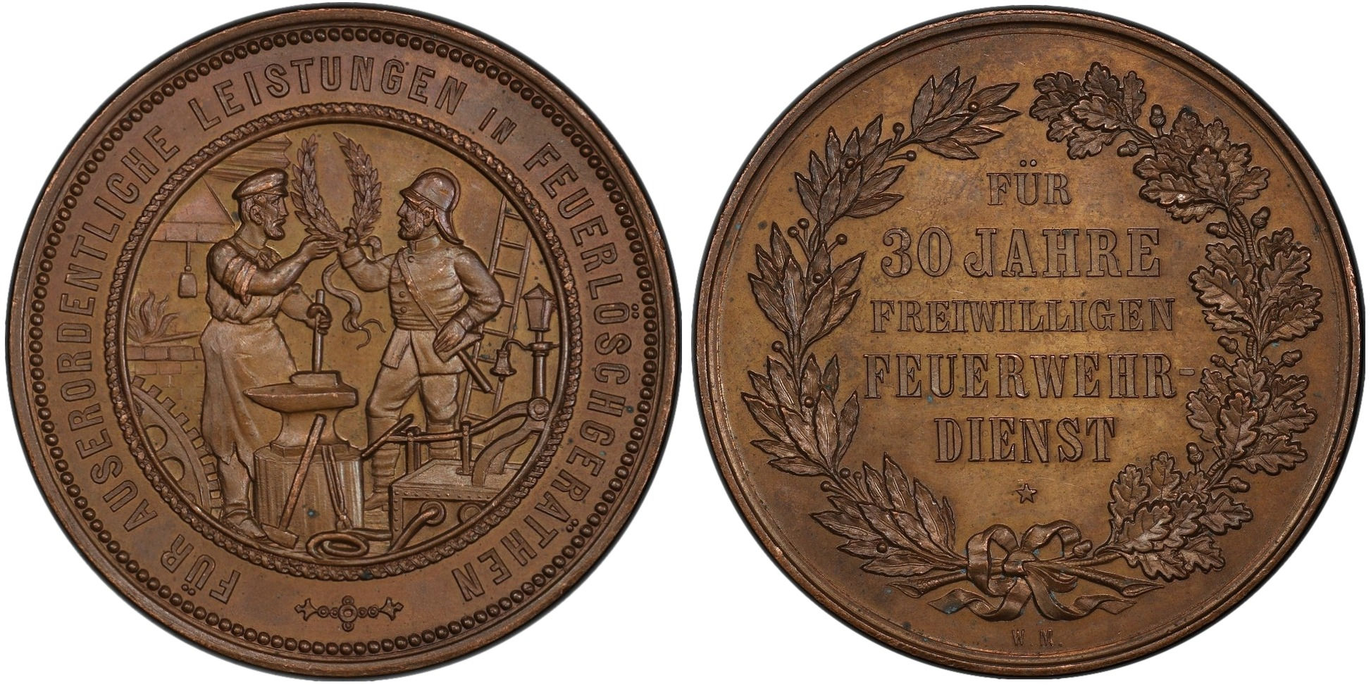 101788  |  GERMANY. Firefighting bronze Award Medal.
