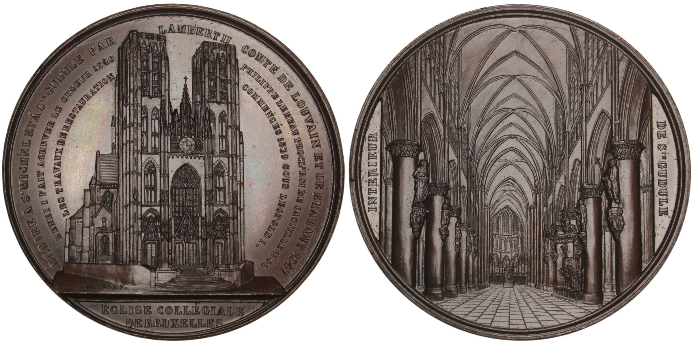 101026 | BELGIUM. Bruxelles. Cathedral of Sts. Michel & Gudule bronze Medal.