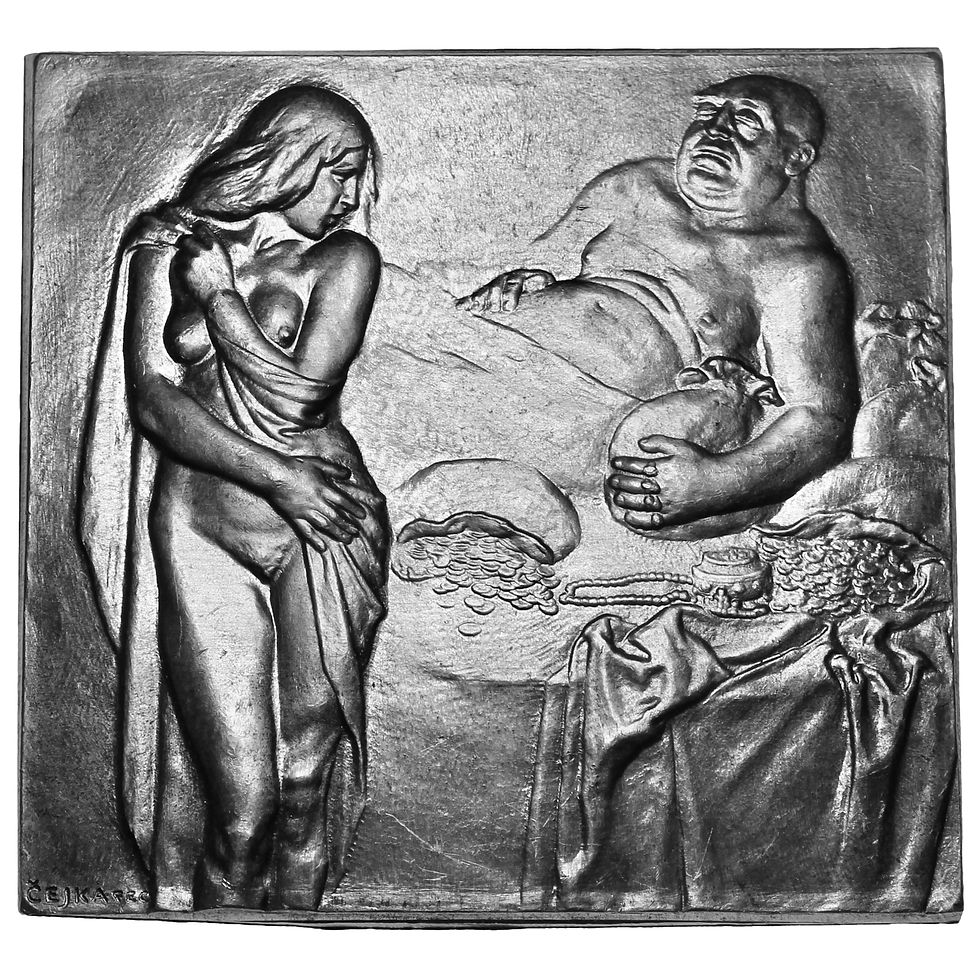 Thumbnail: 101635  |  CZECHOSLOVAKIA. "Temptation" uniface aluminum Plaque.